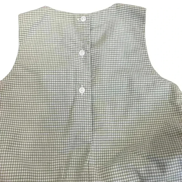 Smocked Jumper Embroidered Fall Pumpkins Tractor Green Plaid Size 9M - Picture 3 of 3